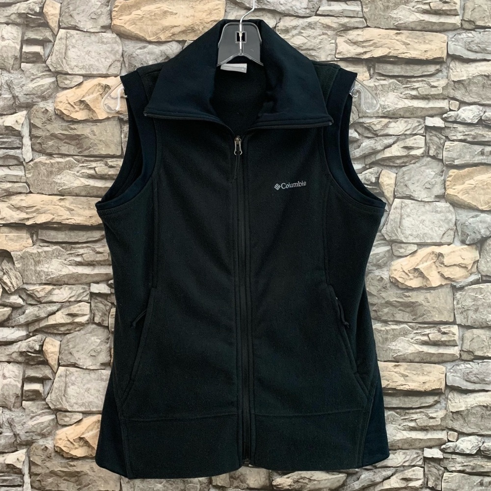 #36 Columbia Black Fleece Trendy Zip Up Sleeveless Vest Jacket Women’s Medium
